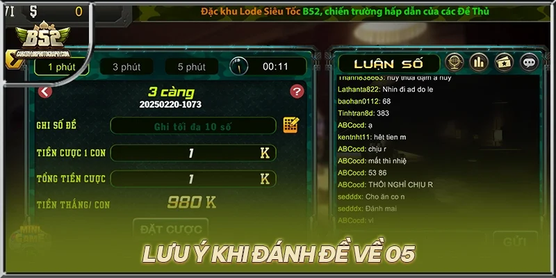 Lưu ý khi đánh đề về 05